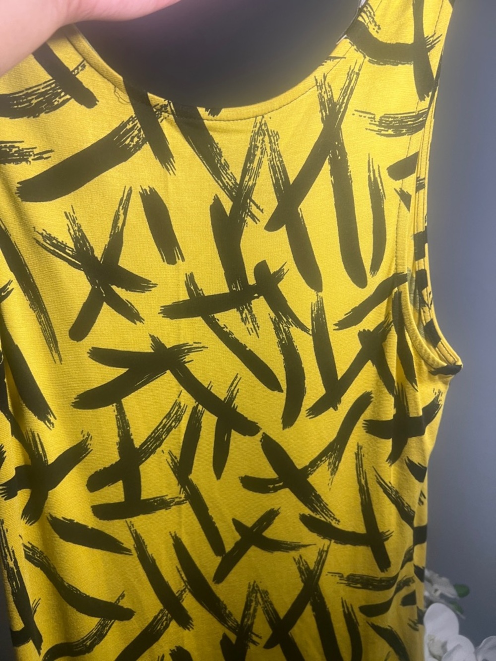 ASOS Yellow and Black Abstract Print Midi Dress - Picture 2 of 3